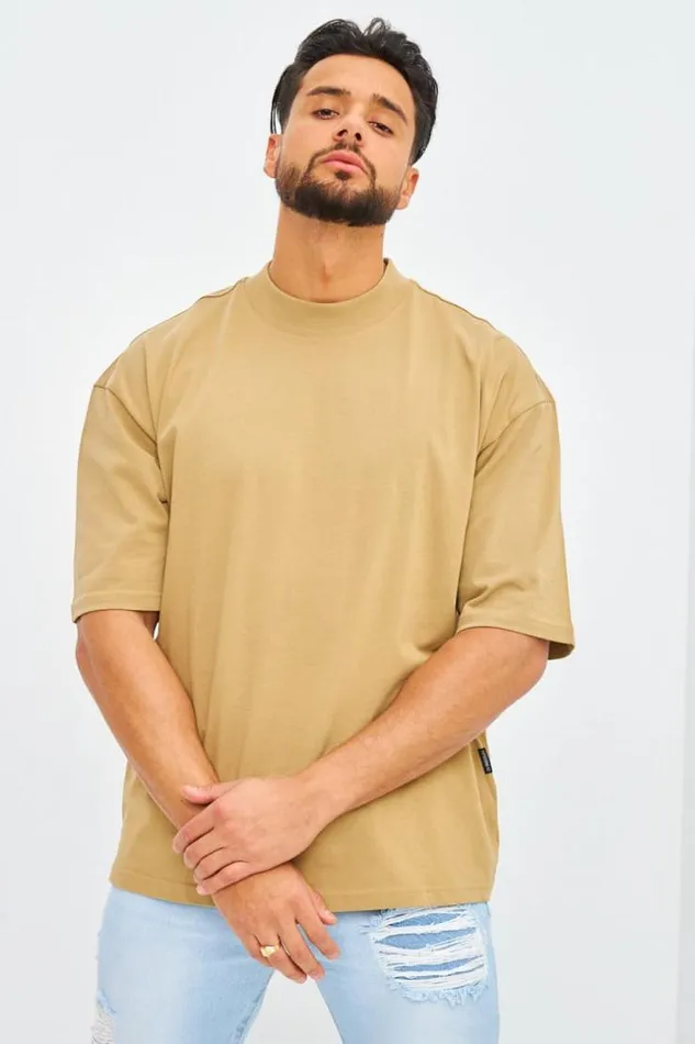 Men TShirt Oversize Uni Beige Fonc Darkbeige Brentiny Paris TShirts