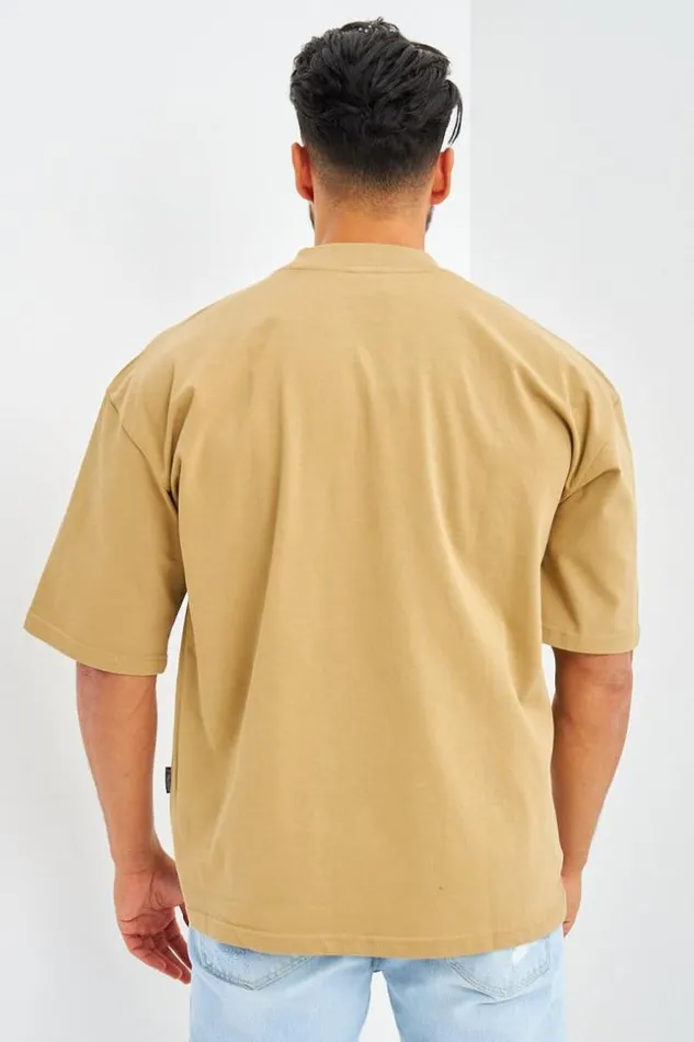 Men TShirt Oversize Uni Beige Fonc Darkbeige Brentiny Paris TShirts