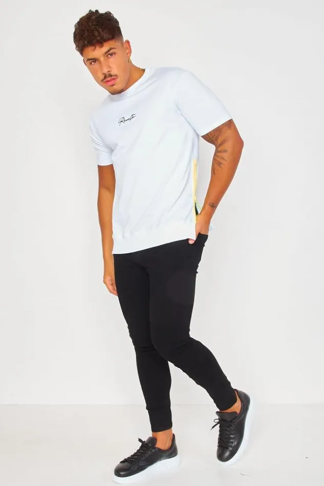 Men Thick White Revolta Black Zipped Fluorescent Yellow TShirt White Brentiny Paris TShirts