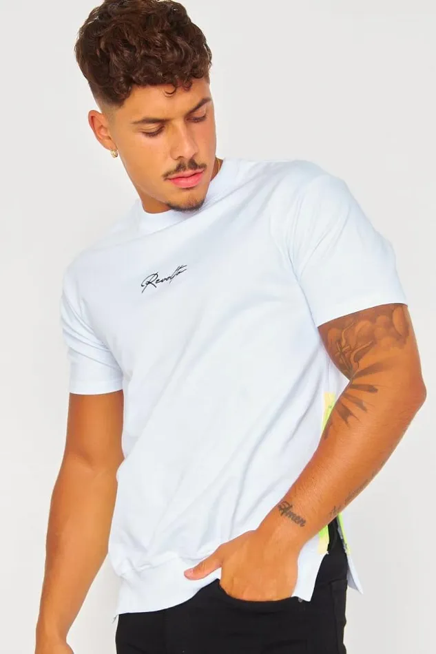 Men Thick White Revolta Black Zipped Fluorescent Yellow TShirt White Brentiny Paris TShirts