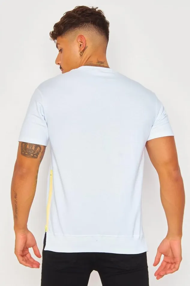 Men Thick White Revolta Black Zipped Fluorescent Yellow TShirt White Brentiny Paris TShirts