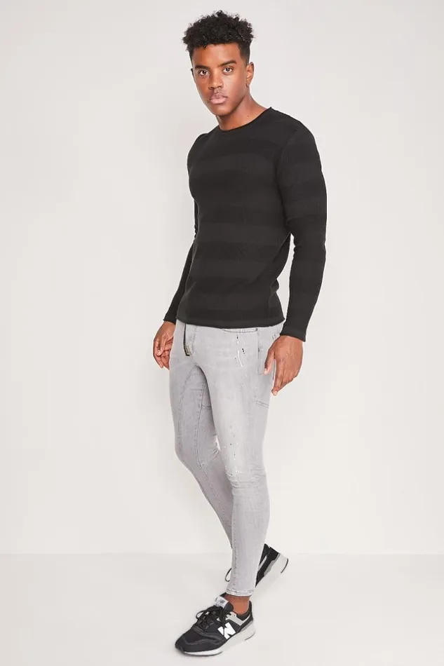 Men Thin Black LongSleeved Sweater Brentiny Paris Sweatshirts and Pullovers
