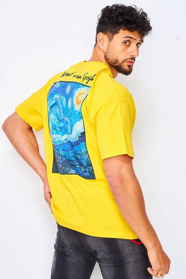 Men Van Gogh The Starry Night TShirt In Yellow Yellow Brentiny Paris TShirts