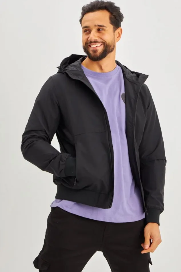 Men Veste Capuche Noire Black Brentiny Paris Jackets