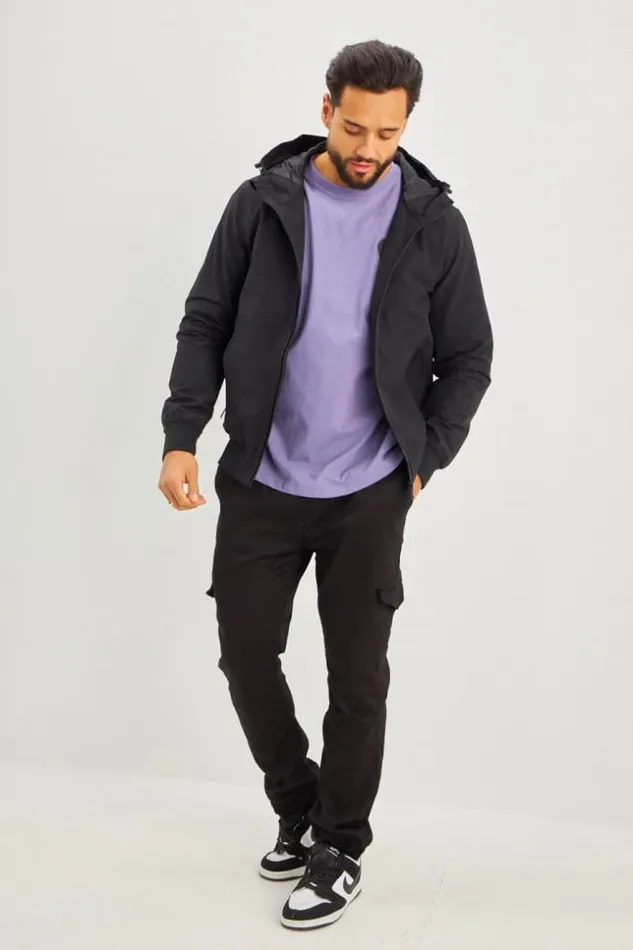 Men Veste Capuche Noire Black Brentiny Paris Jackets