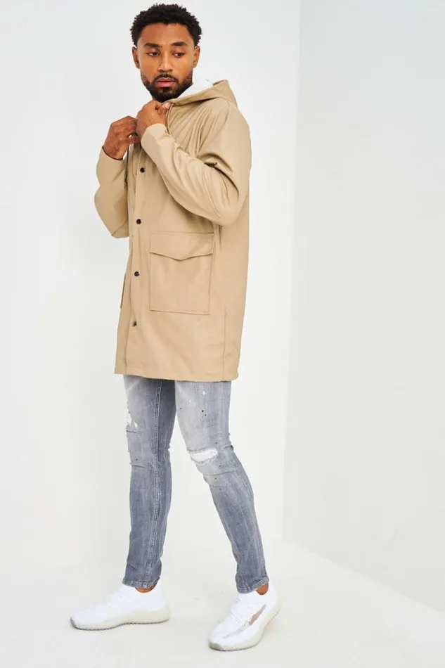 Men Veste MiLongue Beige Fonc Capuche En Simili Cuir Mat Darkbeige Brentiny Paris Jackets Men Veste MiLongue Beige Fonc Capuche En Simili Cuir Mat Darkbeige Brentiny Paris Jackets