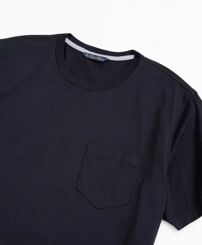 Men Washed Supima Cotton Pocket Crewneck TShirt Black Brooks Brothers TShirts and Sweats