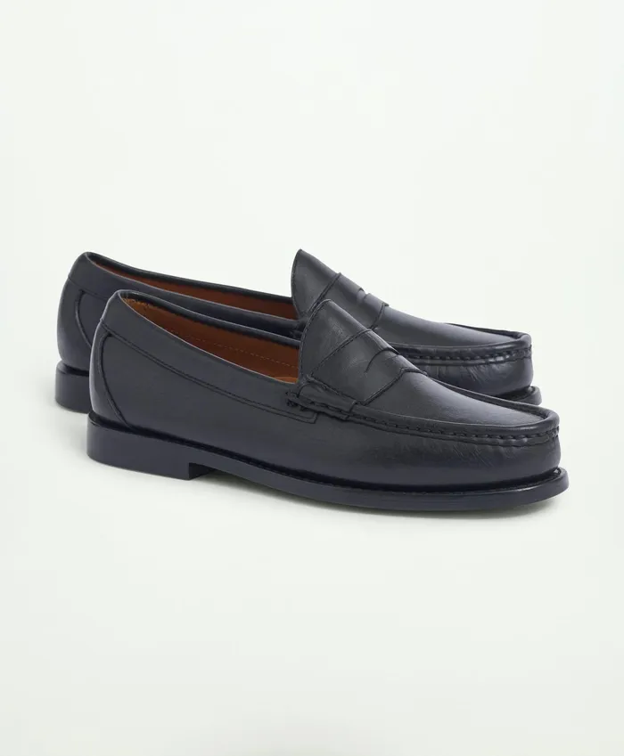 Men Westport Penny Loafers Black Brooks Brothers Shoes