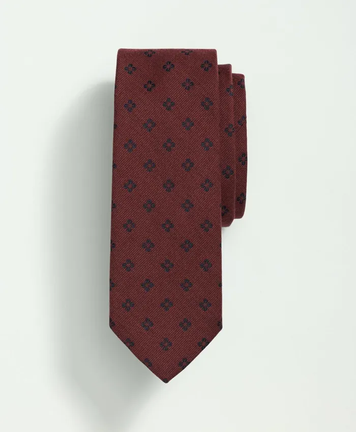 Men Wool Silk Floral Tie Burgundynavy Brooks Brothers Ties and Pocket Squares