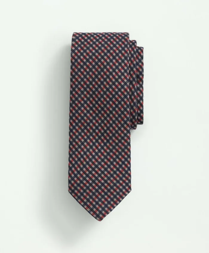 Men Wool Tattersall Tie Navyred Brooks Brothers Ties and Pocket Squares