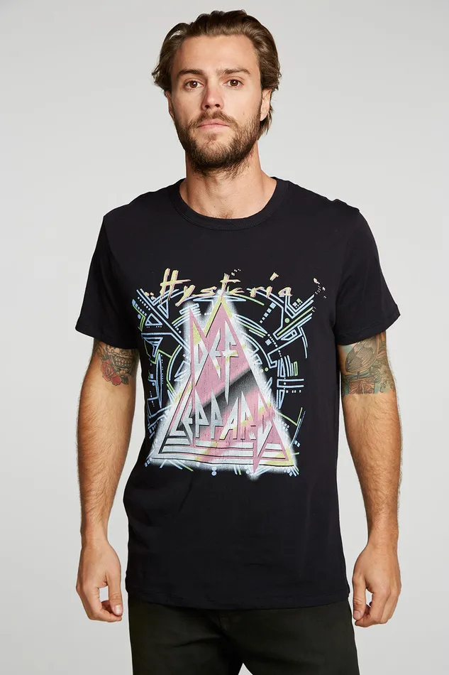 Mens Tops Chaser Brand Def Leppard Hysteria Tour