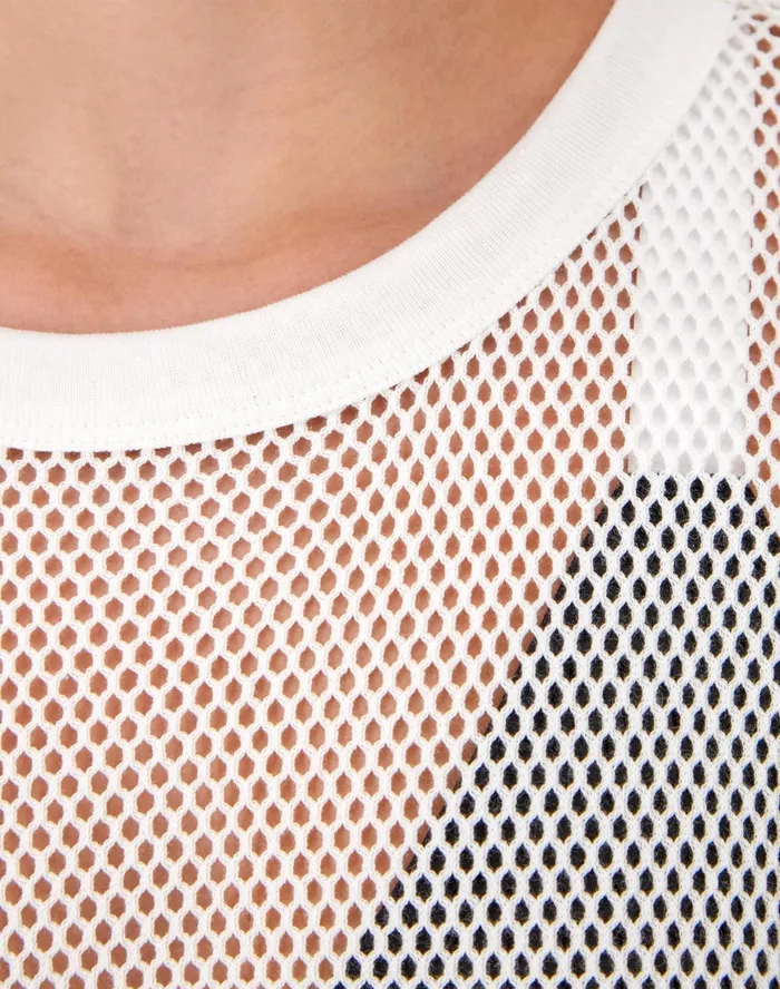 Mesh Shirt Cropped C Logo White Women Champion TShirts and Tops