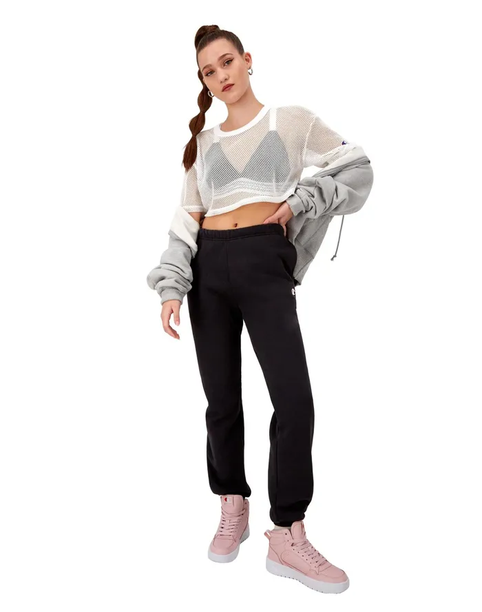 Mesh Shirt Cropped C Logo White Women Champion TShirts and Tops
