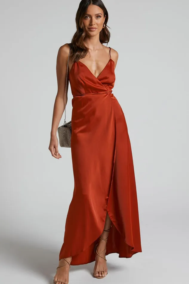 Mine Would Be You Midi Dress 8211 Wrap Dress In Copper Satin Women Showpo Curve Clothes Mine Would Be You Midi Dress 8211 Wrap Dress In Copper Satin Women Showpo Curve Clothes
