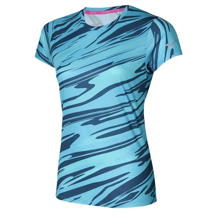 Mizuno Impulse Core Graphic Tee Maui Blue Women Tops