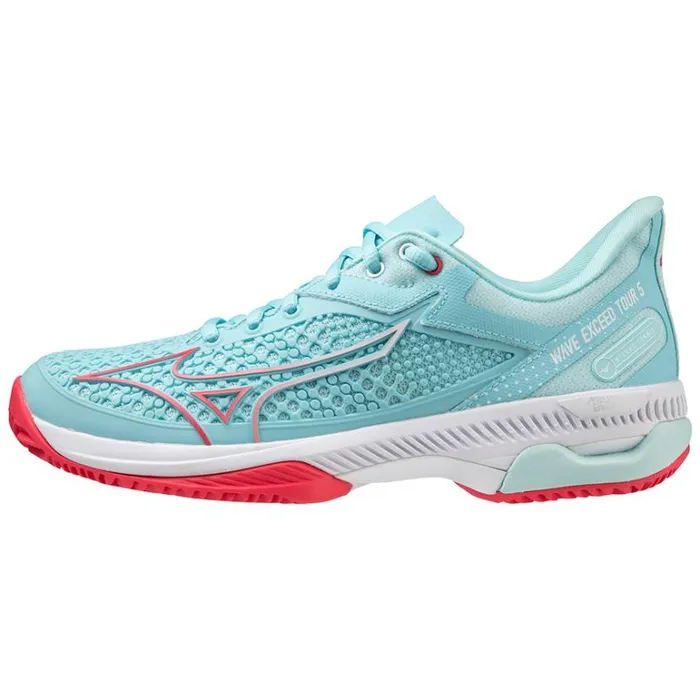Mizuno Wave Exceed Tour 5 CC Tanager Turquoisefiery Coral 2white Women Tennis