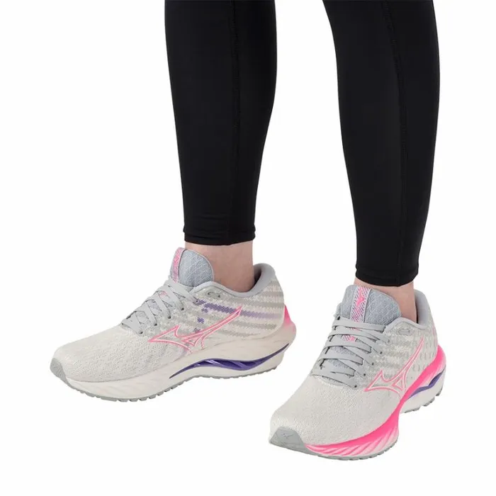 Mizuno WAVE INSPIRE 19 Swhitehvpinkppunch Women Running Mizuno WAVE INSPIRE 19 Swhitehvpinkppunch Women Running