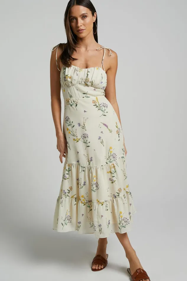 Monaco Midi Dress 8211 Strappy Sweetheart Tiered Dress In Botanical Floral Women Showpo Curve Clothes Monaco Midi Dress 8211 Strappy Sweetheart Tiered Dress In Botanical Floral Women Showpo Curve Clothes