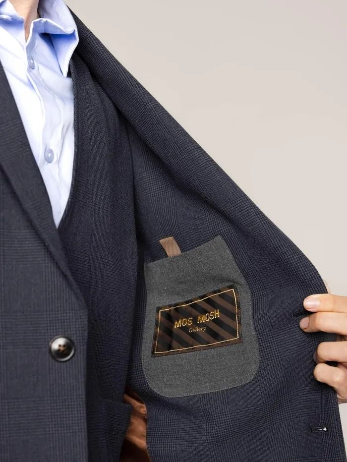 MOS MOSH Blazers Men MMGMelvin Moon Blazer Navy Check MOS MOSH Blazers Men MMGMelvin Moon Blazer Navy Check
