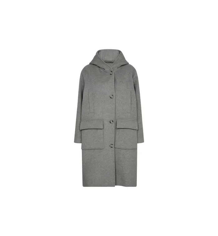 MOS MOSH Jackets and Coats Women MMKenya Hoodie Wool Coat Grey Melange MOS MOSH Jackets and Coats Women MMKenya Hoodie Wool Coat Grey Melange
