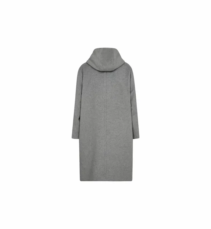MOS MOSH Jackets and Coats Women MMKenya Hoodie Wool Coat Grey Melange MOS MOSH Jackets and Coats Women MMKenya Hoodie Wool Coat Grey Melange