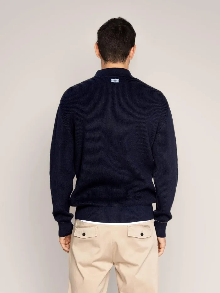 MOS MOSH Knits Men MMGMilner LS Polo Knit Navy MOS MOSH Knits Men MMGMilner LS Polo Knit Navy