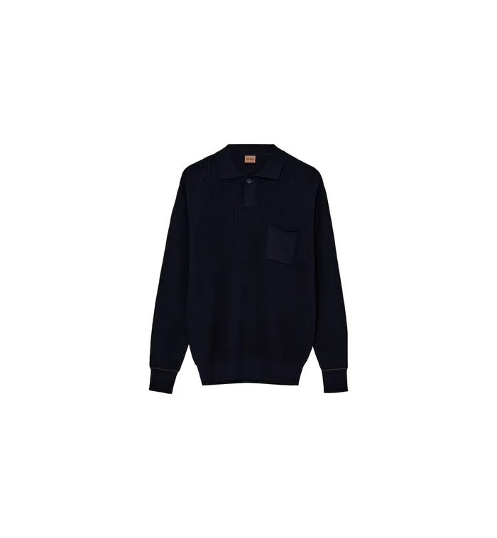 MOS MOSH Knits Men MMGMilner LS Polo Knit Navy MOS MOSH Knits Men MMGMilner LS Polo Knit Navy