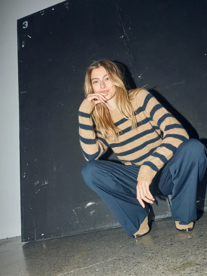 MOS MOSH Knits Women MMThora Stripe Crewneck Knit Tannin