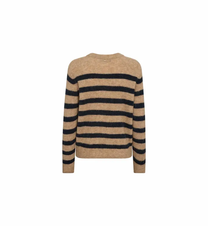 MOS MOSH Knits Women MMThora Stripe Crewneck Knit Tannin MOS MOSH Knits Women MMThora Stripe Crewneck Knit Tannin