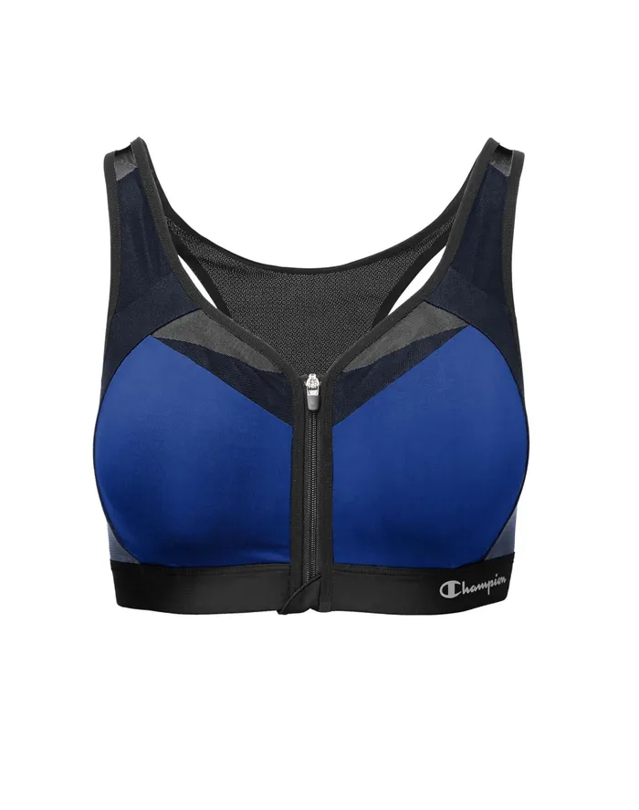Motion Control Zip Sports Bra Wirefree Script Logo Surf The Web Women Champion Sports Bras and Bralettes