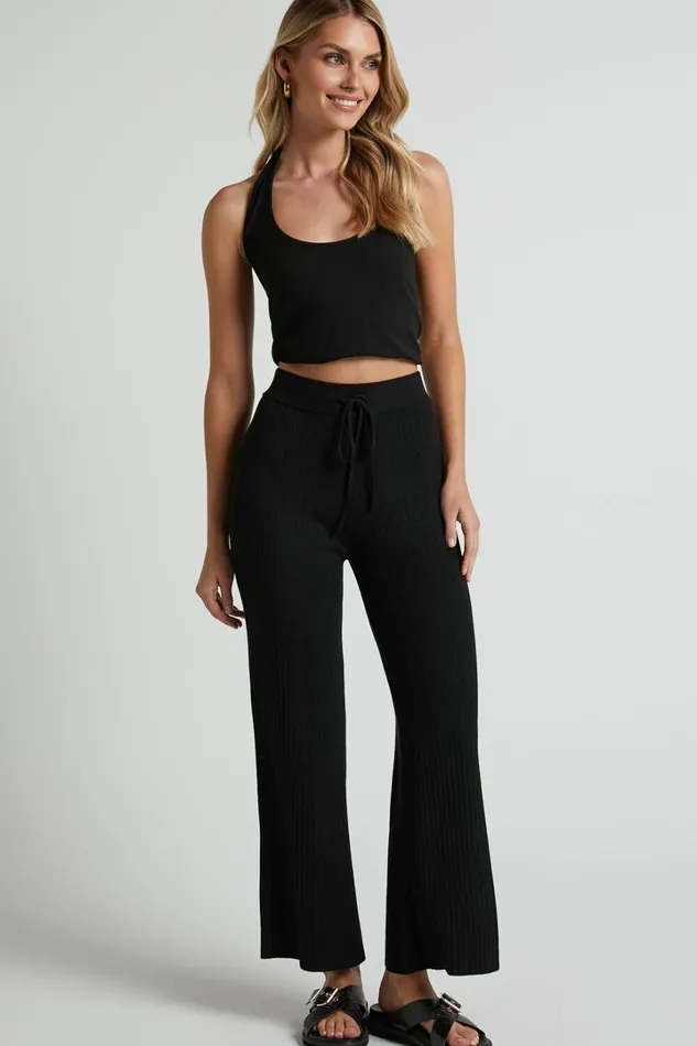 Motto Pants 8211 High Waisted 78 Length Ribbed Knit Pants In Black Women Showpo Curve Clothes Motto Pants 8211 High Waisted 78 Length Ribbed Knit Pants In Black Women Showpo Curve Clothes