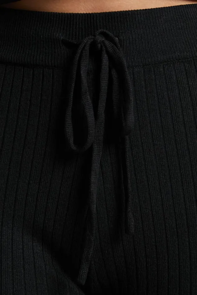 Motto Pants 8211 High Waisted 78 Length Ribbed Knit Pants In Black Women Showpo Curve Clothes