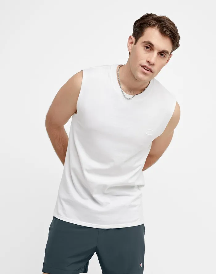 Muscle Tank C Logo White Men Champion TShirts and Tops