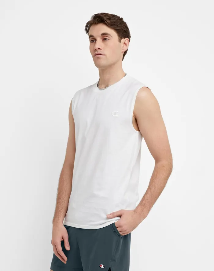 Muscle Tank C Logo White Men Champion TShirts and Tops