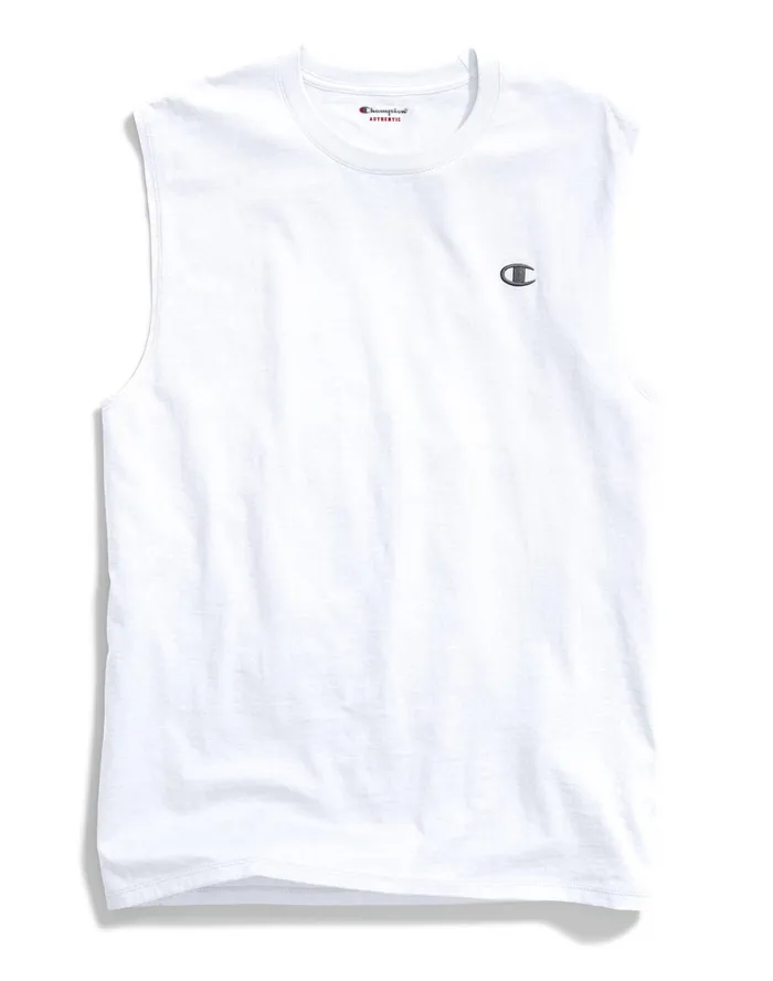 Muscle Tank C Logo White Men Champion TShirts and Tops