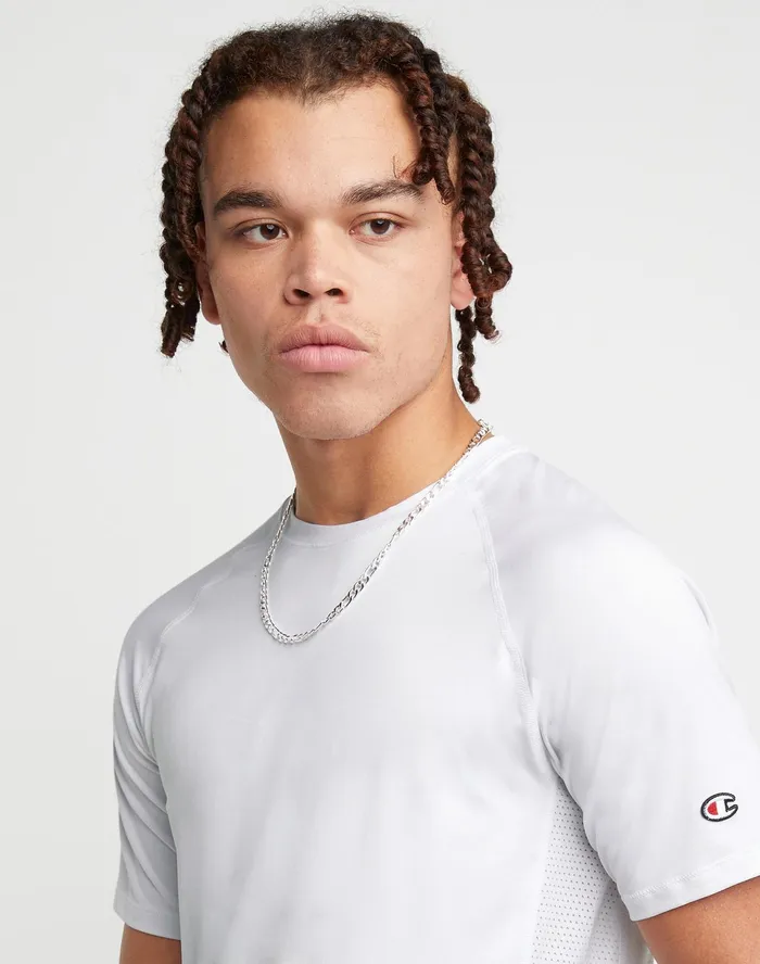 Mvp Mesh Tee C Patch White Men Champion TShirts and Tops