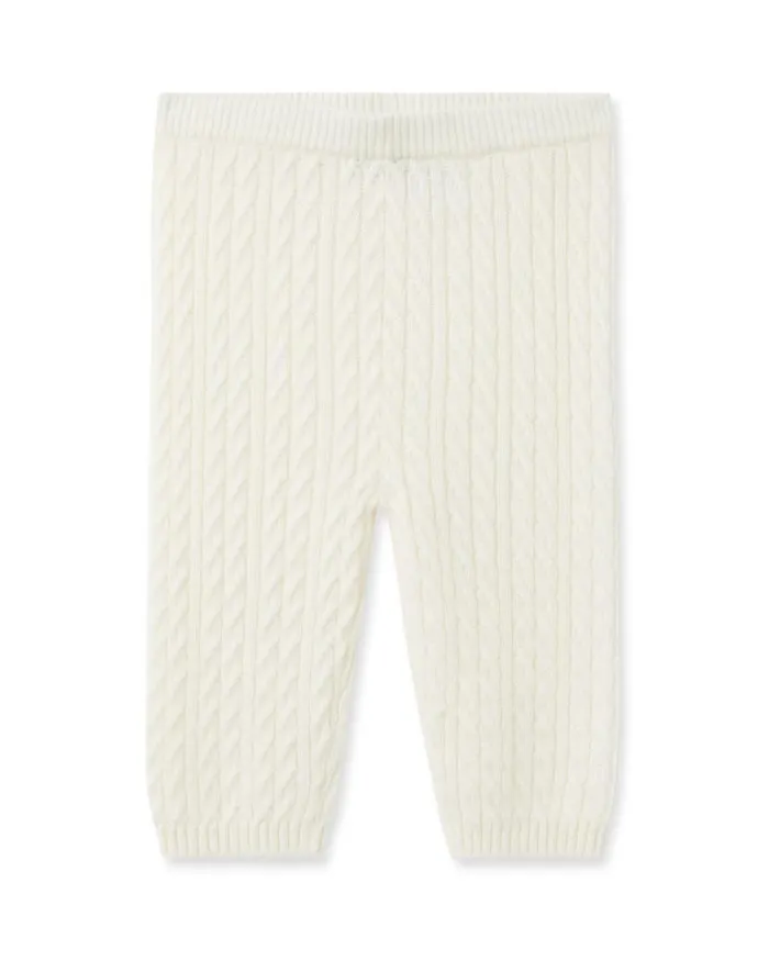 NPeal Baby Children Cable Cashmere Leggings New Ivory White