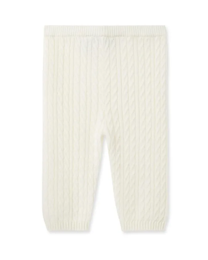 NPeal Baby Children Cable Cashmere Leggings New Ivory White