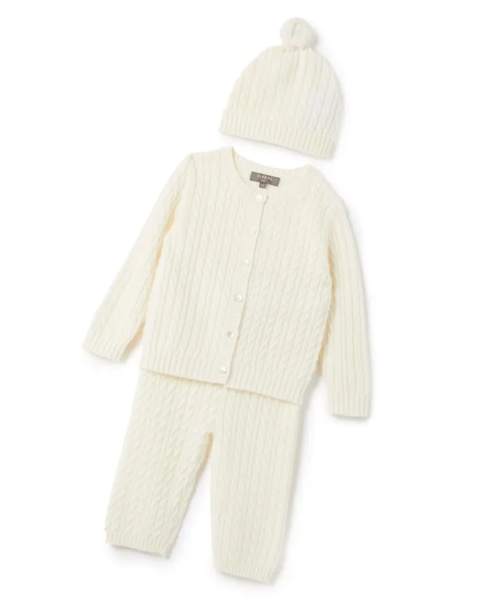 NPeal Baby Children Cable Cashmere Leggings New Ivory White