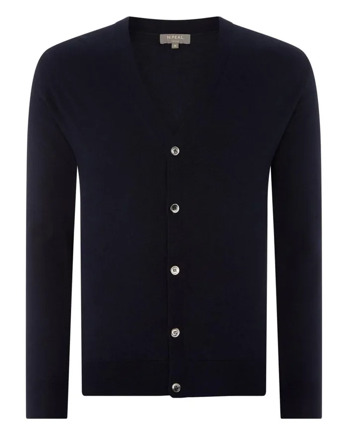 NPeal Cardigans Men Curzon Fine Gauge Cashmere Cardigan Navy Blue