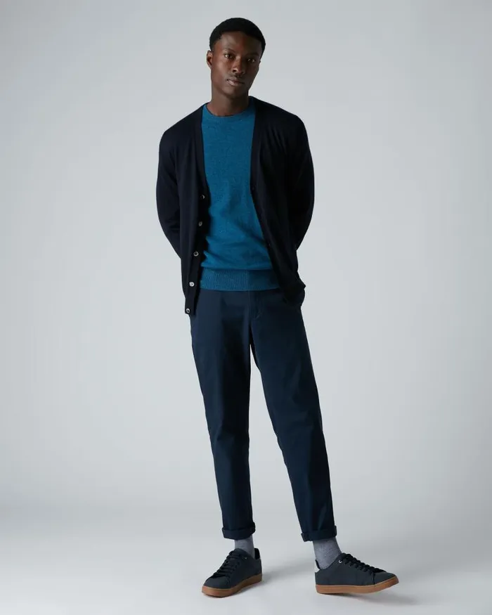 NPeal Cardigans Men Curzon Fine Gauge Cashmere Cardigan Navy Blue