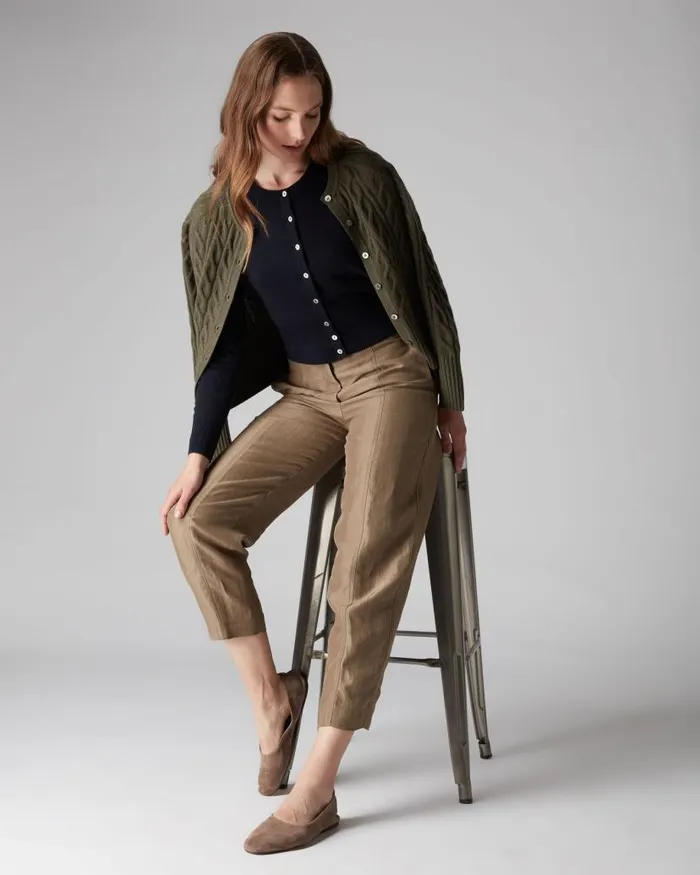 NPeal Cardigans Women Ivy Cropped Cashmere Cardigan Navy Blue