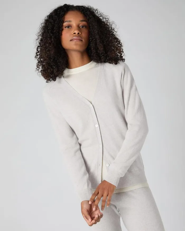 NPeal Cardigans Women Lara V Neck Cashmere Cardigan Pebble Grey