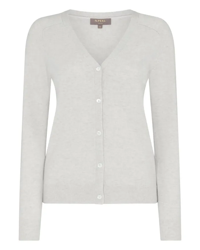 NPeal Cardigans Women Lara V Neck Cashmere Cardigan Pebble Grey