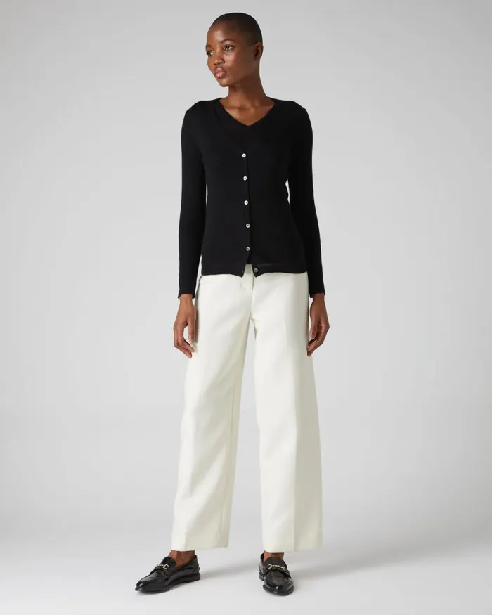 NPeal Cardigans Women Mia Superfine Cashmere V Neck Cardigan Black