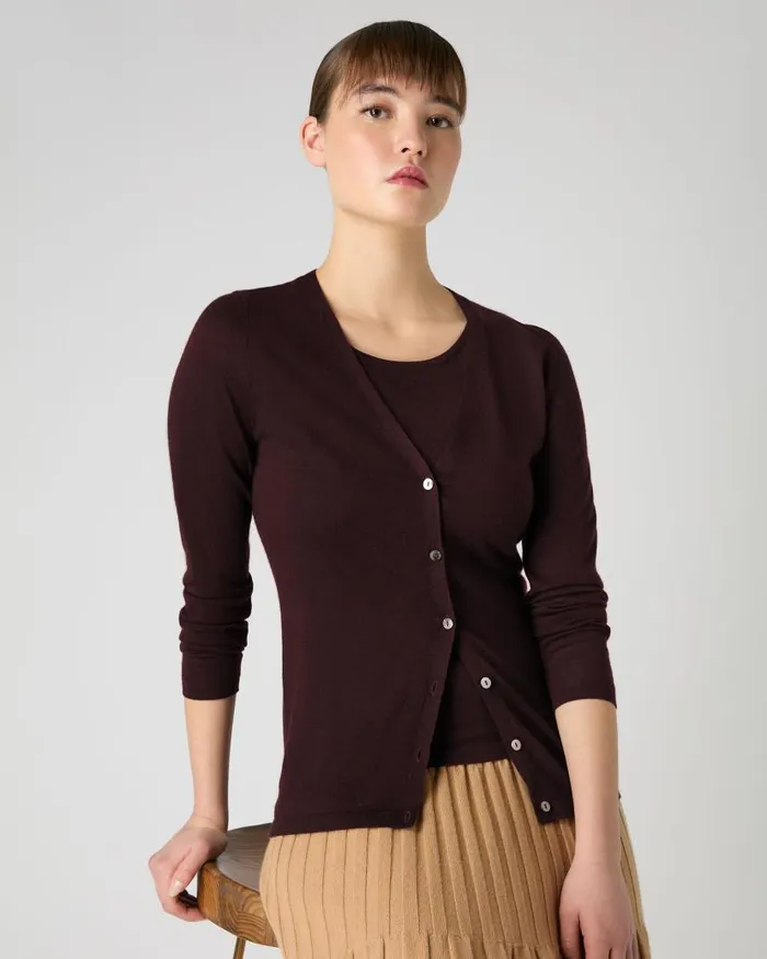 NPeal Cardigans Women Mia Superfine Cashmere V Neck Cardigan Clove Brown