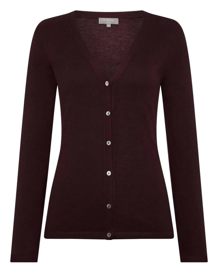 NPeal Cardigans Women Mia Superfine Cashmere V Neck Cardigan Clove Brown