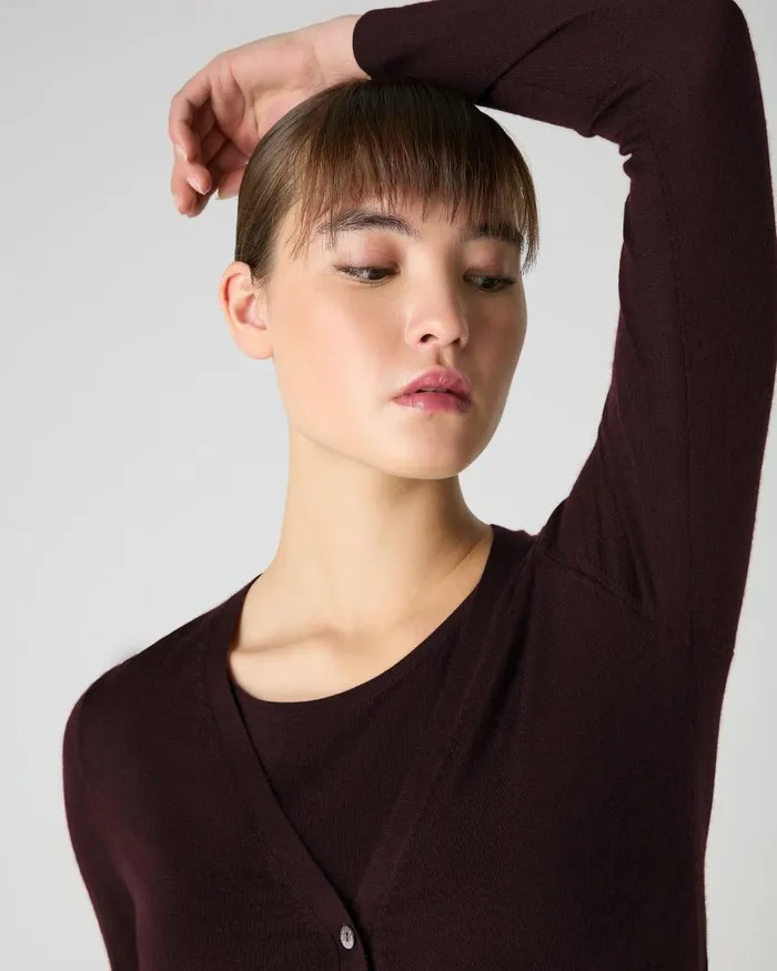 NPeal Cardigans Women Mia Superfine Cashmere V Neck Cardigan Clove Brown