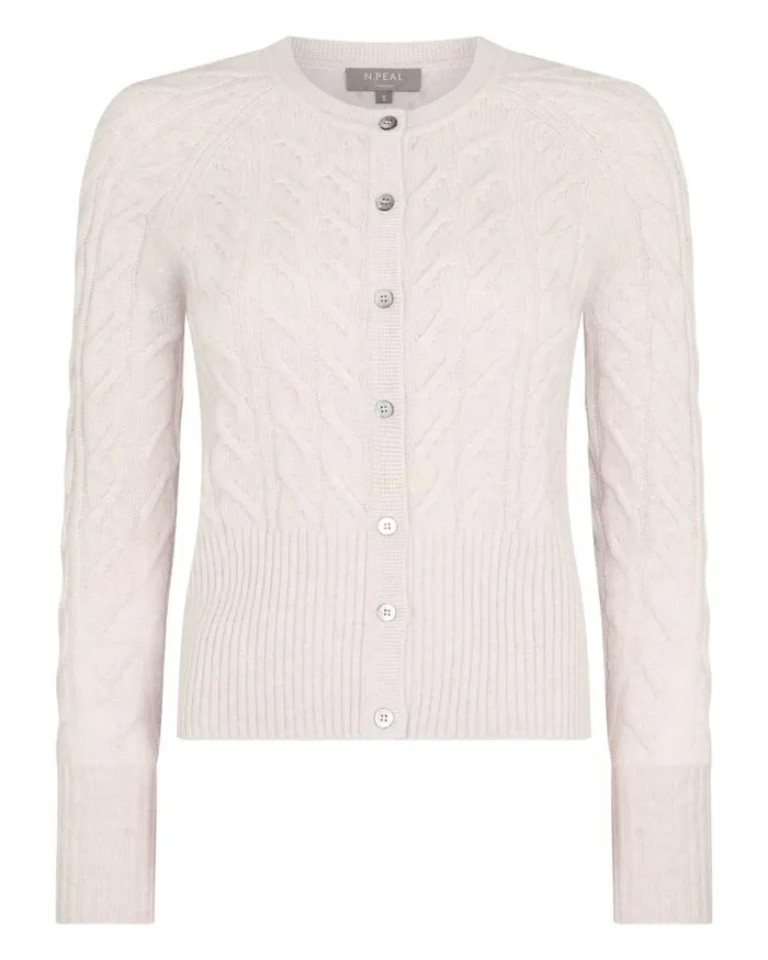 NPeal Cardigans Women Myla Cable Cashmere Cardigan Frost White