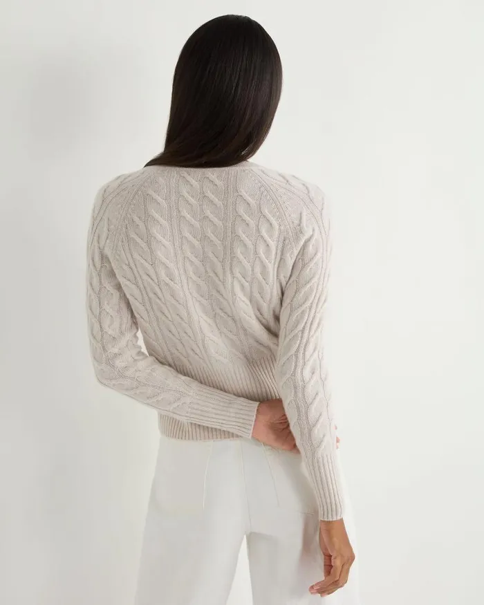 NPeal Cardigans Women Myla Cable Cashmere Cardigan Frost White